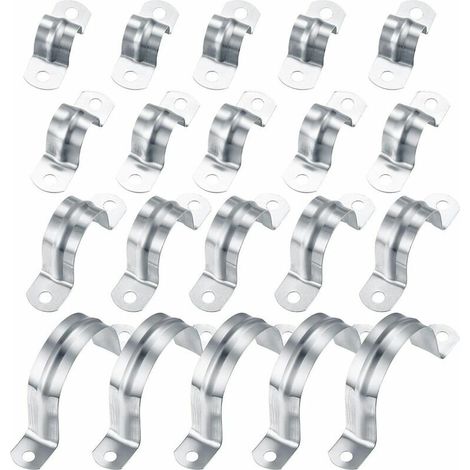 20 Pièces Tuyau Clips 304 Acier Inoxydable, 16mm/20mm/32mm/50mm U-Tube Pince Anneau pour Fixation, Collier de Serrage pour Tuyaux de Gaz Tuyaux en Plastique Tuyaux en Acier (1/4)