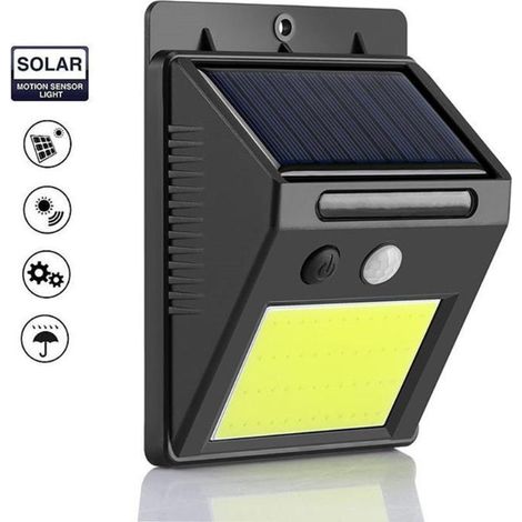 Lampe murale solaire étanche à capteur pour l'extérieur Lampe de jardin intelligente pour balcon-48COB, 3 modes, 0.55W, 3.7V, 9512348mm, 1pc (1/5)
