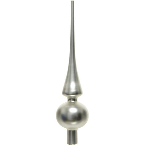 Weihnachtsbaumspitze Silberfarben matt Ø 6 cm 26 cm hoch - Glas
