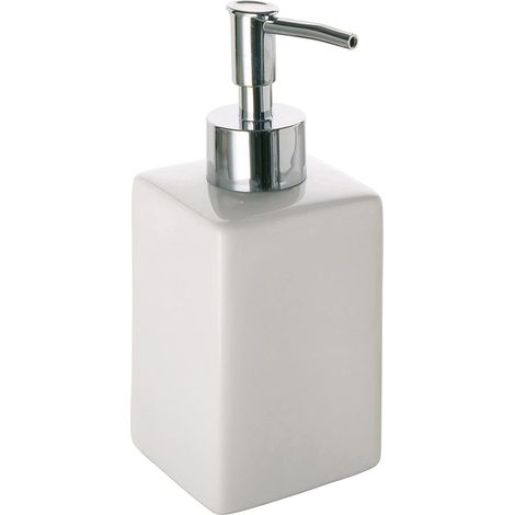 Gedy Queenstown Dosasapone, Misure e Peso: 16, 5X6,5 CM & 0,48 kg, Dispenser Sapone Bagno in Ceramica Ecologica, Finitura Bianca, Design R&S, 2 Anni di Garanzia, Unica