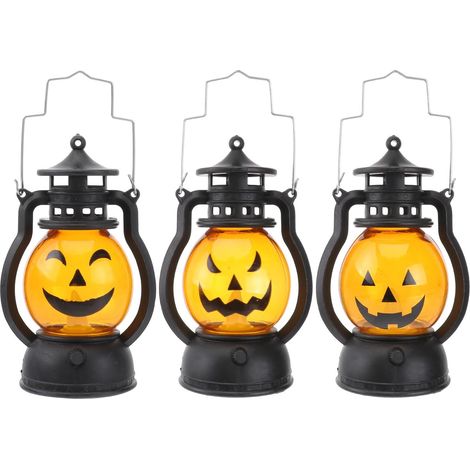 Pièces Lampes Décoratives Citrouille Noir Plastique Lanterne Citrouille Halloween, Lumières Halloween, Usage Maison et Soirée (1/5)