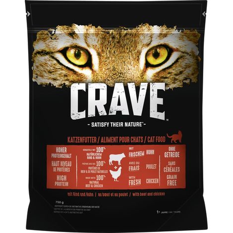 Crave Adult mit Rind und Huhn Katzenfutter 750 g Trockenfutter (1/3)