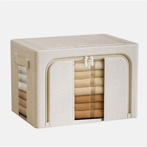 Hochwertiger Stoff aus 100 % natürlicher Baumwolle, große 66-Liter-Aufbewahrungsbox mit Reißverschluss für Kleidung, Organizer-Tasche (1/4)