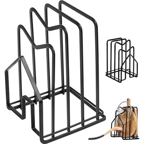 Porta tagliere - organizer da cucina versatile - nero - metallo (1/5)