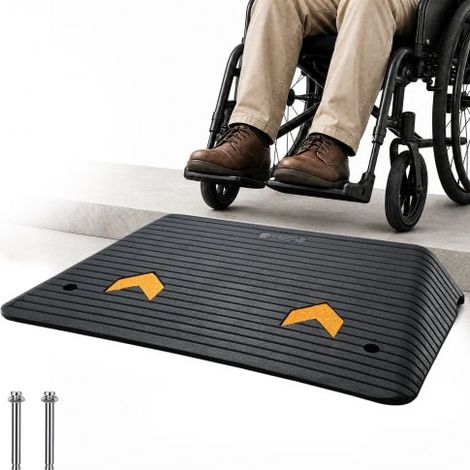 Rampe de Seuil Hauteur 7,6 cm Rampe Trottoir Caoutchouc avec 1 Canal Capacité Charge 15 tonnes Surface Texturée Antidérapante pour Fauteuil Roulant Voitures Scooter Quai Garage 90,2x45,7x7,6 cm (1/4)