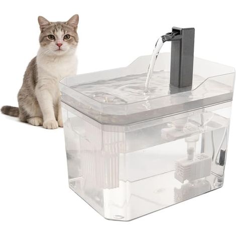 Fontaine à eau transparente pour chats 1,5 L – Pompe silencieuse, facile à nettoyer – Convient aux chats et aux petits chiens (1/4)