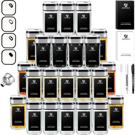 35 Gewürzdosen Set  Glas Gewürzgläser  Drei Kaliber einstellbar (1/5)