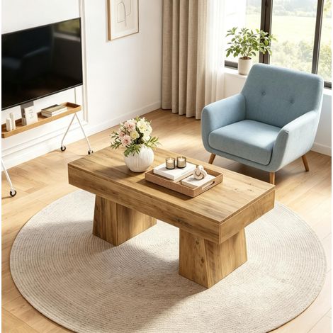 Tavolino da salotto rettangolare 120 x 60 x 50 cm in MDF marrone con piedi regolabili OKWISH (1/5)