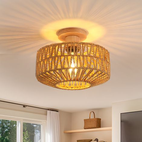 COMELY Natural Wood Woven Bamboo Ceiling Pendant Light with E27 Fitting, for Living Room, Kitchen, Conservatory (1/5)