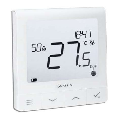 Salus SQT610RF QUANTUM ultraflacher Raumthermostat, wiederaufl. Akku, großes Display Funk 113611 (1/2)