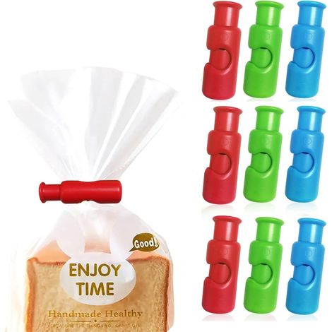 Set mit 9 Tütenklammern, Pommes-Frites-Klammern, Lebensmittelklammern, wiederverwendbaren Tütenklammern, Brotklammern, Plastiktütenklammern für Lebensmittel