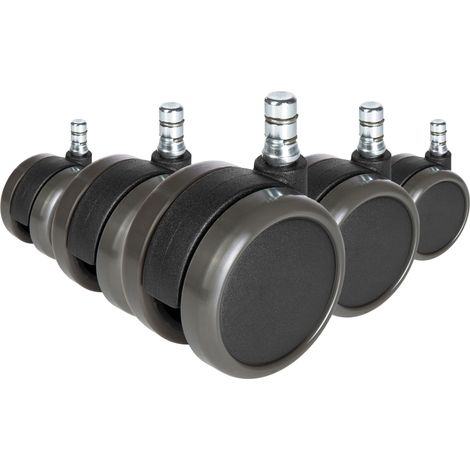 5x Hartbodenrollen ROLO 11mm / 65mm Büro-Stuhl-Rollen No-Noise (5er Pack) hjh OFFICE (1/5)
