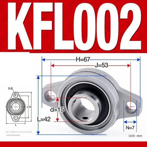 Satz mit 4 KFL002 Flanschlagern aus Zinklegierung – Diamantlagerhalterung 15 mm Bohrung für Getriebe und Maschinen, Silber