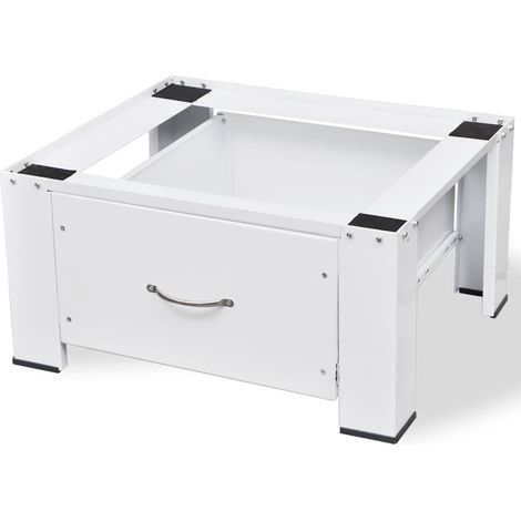 vidaXL Soporte pedestal para lavadora blanco con cajón (1/4)