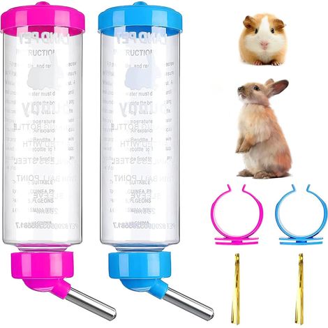 2 Biberon Lapin Biberon Cochon d'Inde Biberon Lapin Nain pour Cage Biberon Rongeur Abreuvoir Lapin Distributeur Eau Lapin Biberon Hamster pour Hamsters Rats Guinées Furets Lapins Petits Animaux 250ML (1/2)