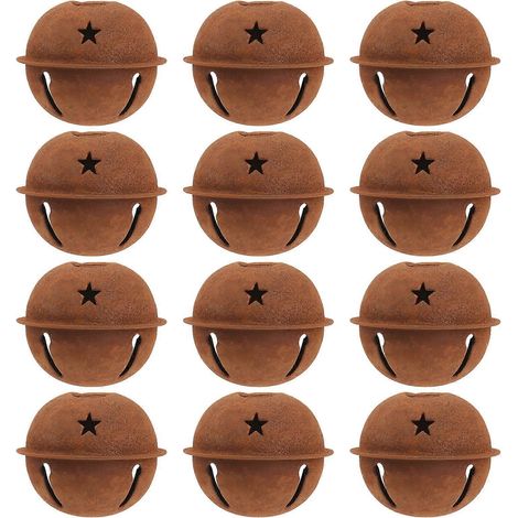 12 clochettes en métal rouillé en forme d'étoile pour décorations artisanales de Noël (40 mm) (1/5)