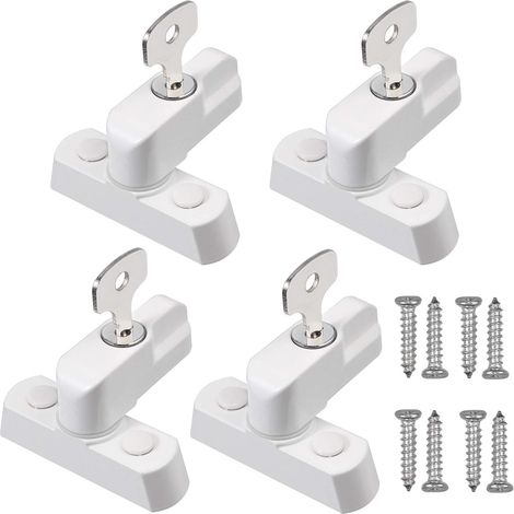 4pcs Verrous pour Portes ou Fenêtres Coulissantes avec Serrure et Clé Sécurité à Domicile (1/5)