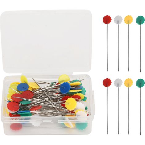 100Pcs Sewing Pins Stitching Fixing Color Needle Household DIY HandMade Jewelry Components(Dark Plum Flower ) (1/5)