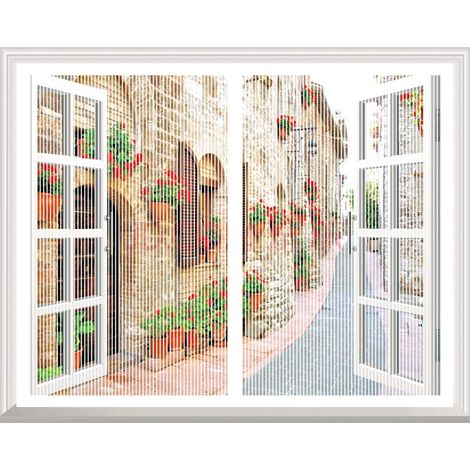 Moustiquaire Fenêtre Magnétique, Automatiquementfermé, Moustiquaire Porte sans Percer pour Couloirs, Blanc, (47x51inch)120x130cm (1/5)