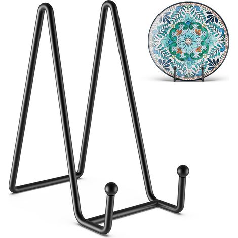 Soporte de mesa para fotos de 15 cm, marco decorativo de metal para libros, fotos y bandejas, artículo decorativo, negro, juego de 1