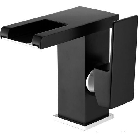 Led Cascade Robinet Lavabo Robinet Salle De Bain(Noir), Moderne Design Élégant Laiton Doré Mitigeur Lavabo, Eau Chaude Et Froide Disponible, 3 Changements De Couleur (1/4)