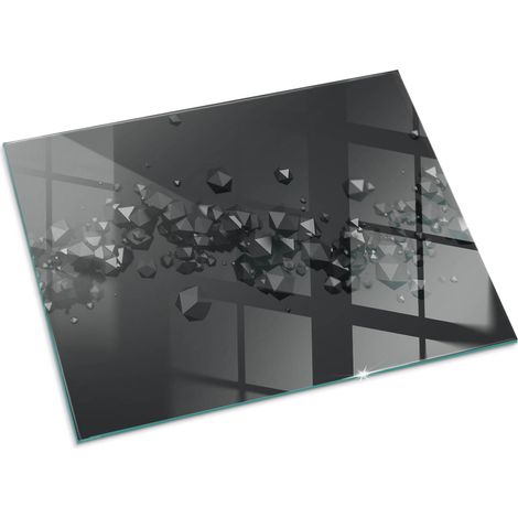 Plaque Rectangulaire en verre trempé sous cheminée et poêle protection sol parquet Nuage abstrait de solides 80x60 cm (1/5)