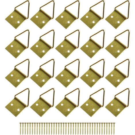 20x Crochet laiton attache fixation tableau cadre accroche suspension mural photo art mural décoration avec clous, 27mm (1/2)