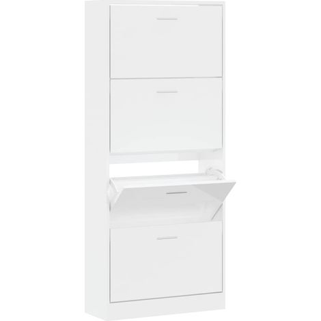 Maison Exclusive - Scarpiera Bianco Lucido 63x24x147 cm in Legno Multistrato (1/5)