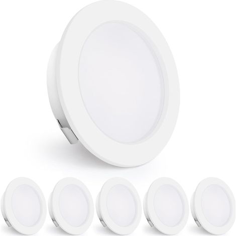 Spots LED Encastrables 230V, 4W 440LM Spots de Plafond 16mm Ultra-Plats 4000K Blanc Neutre Trou de Perçage 55-60mm pour Cuisine, Salon, Chambre, Blanc, Lot de 3