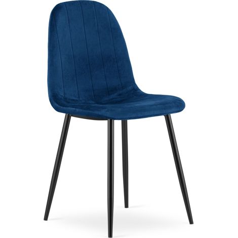 Chaise - leobert - padva - velours bleu marinepieds noirs - 445 x 53 x 87 cm 211770286 (1/5)
