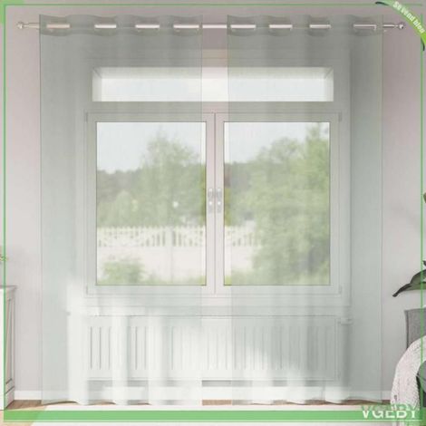 Rideaux en voile - Gris clair - 140x225 cm - 100% polyester - 8 œillets par rideau (1/5)