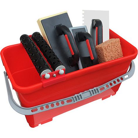 Diamwood – Kit PRO Spécial Carreleur 24L – Bac renforcé avec grille de drainage – 4 accessoires pour carrelage – Taloche ergonomique (1/5)