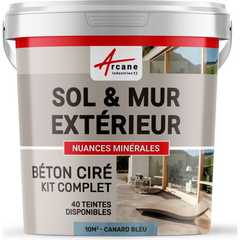 BETON CIRÉ: KIT KUNSTHARZ-BETONBESCHICHTUNG FÜR DRAUSSEN - Böden, Wände, Terrassen, Balkone, Treppen - Blau-Grün - kit 10 m2 (2 couches)