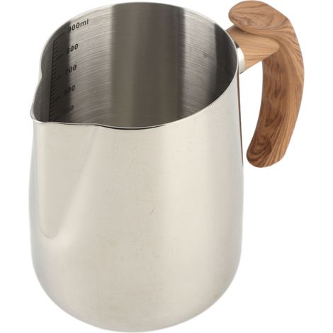 Tasse à mousser le lait avec graduation intérieure, en acier inoxydable 304, bec verseur anti-gouttes, pichet à café avec poignée, couleur originale, 1000 ml (1/5)