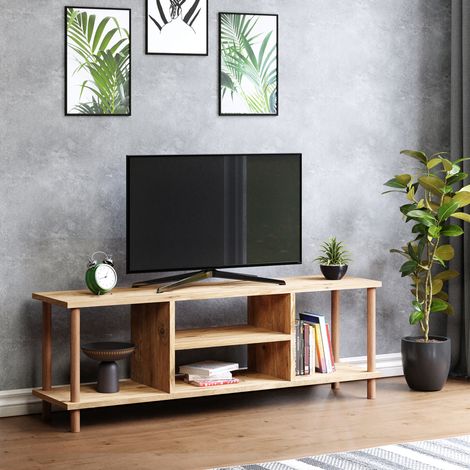 Fernsehtisch Ærøskøbing mit 2 Ablagefächern 43 x 120 x 29 cm Holzoptik [en.casa]