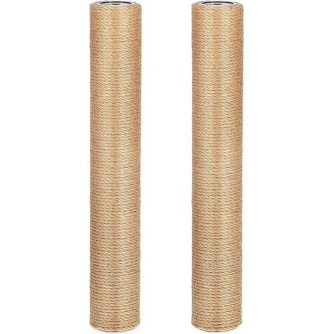 Lot de 2 Poteaux à Griffer en Jute Naturel pour Chats Diamètre 6 CM X 40 CM