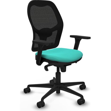 Jorquera sincro malla negra similpiel turquesa brazos 3D base nailon ruedas 65mm nailon (1/5)