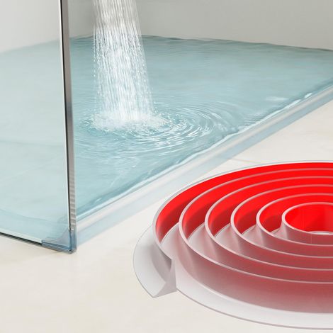 Barre de seuil de douche autocollante en silicone - 200 cm - Protection contre les éclaboussures - Pour porte de douche sans cadre - Pour salle de bain et cuisine - Transparent (1/5)