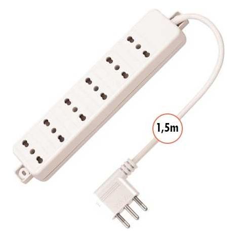 Multipresa 6 Posti 10/16A Bipasso Con Cavo di 1,5m Bianca