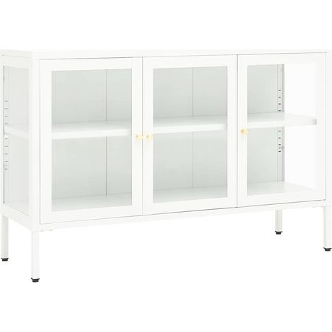 Sideboard/Anrichte/Buffet Weiß 105x35x70 cm Stahl und Glas LXWW914960 (1/5)