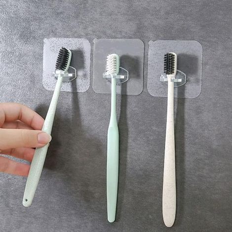 Sollbry 20 PCS Support de Brosse à Dents, Support Mural Porte-Brosse à Dents Transparent, Porte-Brosse à Dents Transparent Crochets Muraux Adhésifs (1/5)