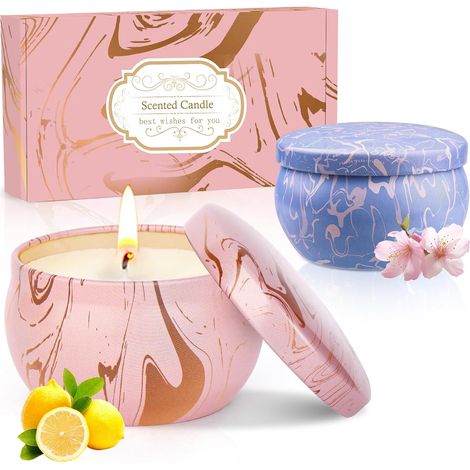 Bougies Parfumées Cadeaux pour Femme, 2PCS Bougies en Cire de Soja pour Aromathérapie, Coffret Cadeau de Bougies Parfumées Maison pour la Fête des Mères, Noël, Anniversaire, Saint Valentin (1/5)