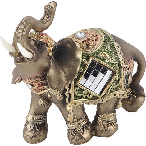 Statue éléphant vert porte-bonheur Feng Shui, figurine de richesse, décoration maison cadeau (Taille M) (1/5)