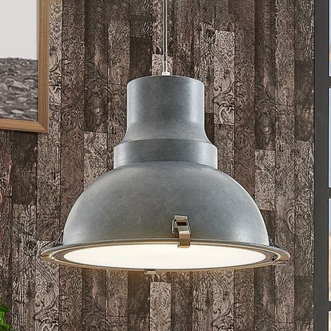 [GEBRAUCHT] B-Ware Lindby Betongraue Metallhängeleuchte Percival Deckenlampe Pendelleuchte E27