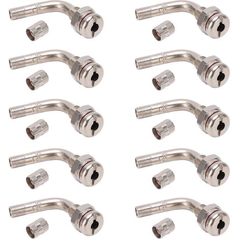 TR543E Valvola per pneumatici di camion piegata a 75 gradi, adattatore di prolunga di serraggio da 65 mm per foro bus da 9,7 mm, 10 pezzi