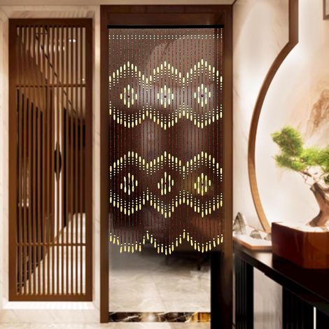 Rideau de porte en bois de bambou 90x175cm, diviseur d'espace de salon, rideau décoratif en bois résistant aux insectes, rideau décoratif d'intérieur polyvalent (1/5)