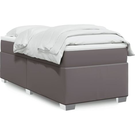 Boxspringbett mit Matratze Grau 90x190 cm Kunstleder