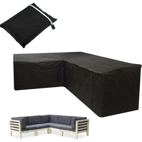 Housse protection canapé d'angle imperméable housse salon de jardin angle exterieur housse de canapé jardin résistant à la poussière anti UV tissu polyester 210T, 215x215x87cm Crezuo (1/5)