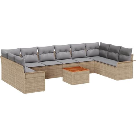 Maison Exclusive - Gartensofa-set 11 pcs Beige und Hellgrau Poly-