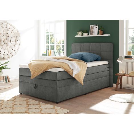 Boxspringbett 120x200 cm Jugendbett mit Bettkasten TEREZIN-09 Hotelbett in Uran dark grey (1/5)